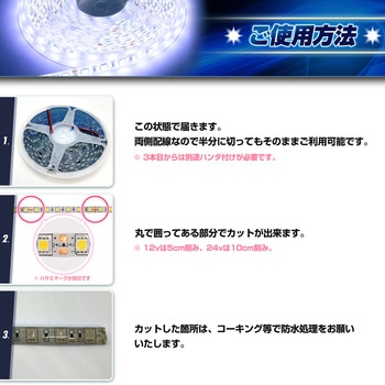 LEDテープライトチップ1段タイプ 3m 防水 12v 専用 竹村商会