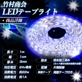LEDテープライトチップ1段タイプ 1m 防水 24v 専用 竹村商会