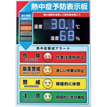 375734 LED熱中症予防表示板 日本緑十字社 吊り下げ 厚さ20mm縦600mm横