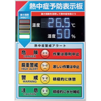 375734 LED熱中症予防表示板 日本緑十字社 吊り下げ 厚さ20mm縦600mm横