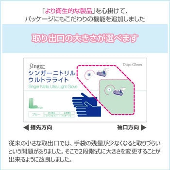 シンガー ニトリルウルトラライトブルー 大容量1箱(250枚)入り シンガー ニトリルウルトラライトブルー 大容量1箱(250枚)入り