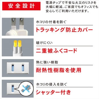 4個口コンセントタップ&USB充電2ポート 延長コード(1.5m) TOPLAND