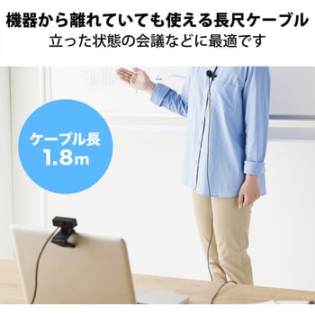 ピンマイク クリップマイク USBマイク 無指向性 収納ポーチ ケーブル長:1.8m 音声チャット 動画撮影 テレワーク WEB会議 オンライン授業 ブラック エレコム