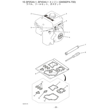 MP4020E-6M フューエルタンク，マフラ，ラベル部品 コーションラベル BIGM(丸山製作所)