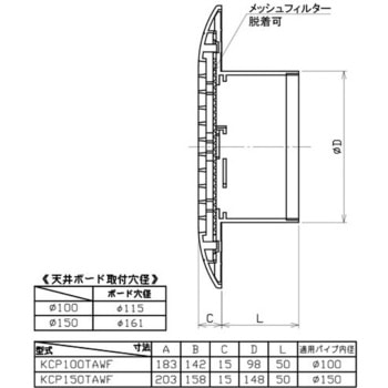 樹脂製角型グリル 天井取付 メッシュフィルター付 ユニックス
