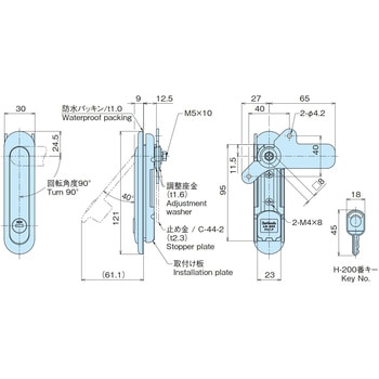 防水薄型平面スイングハンドル ホシモト
