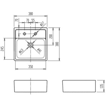 角形洗面器(ベッセル・壁付兼用式)L-531タイプ LIXIL(INAX) 器(洗面器・手洗器) 【通販モノタロウ】