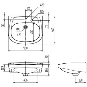 そで無大形洗面器(壁付式)L-176Uタイプ INAX(LIXIL)