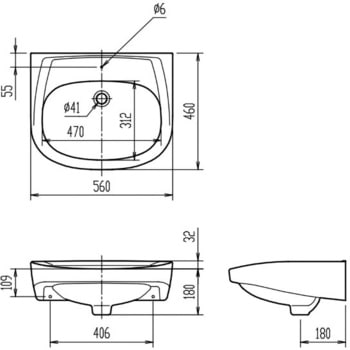 そで無大形洗面器(壁付式)L-176Uタイプ INAX(LIXIL)