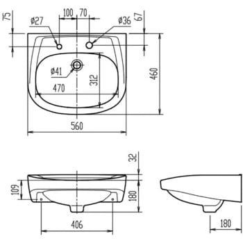 そで無大形洗面器(壁付式)L-176Uタイプ LIXIL(INAX) 器(洗面器・手洗器) 【通販モノタロウ】