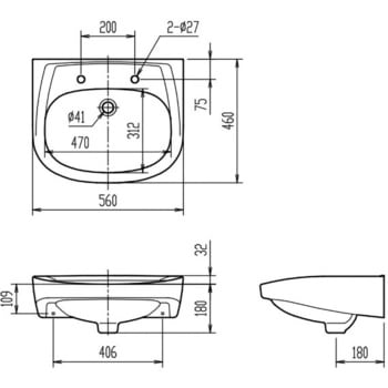 そで無大形洗面器(壁付式)L-176Uタイプ INAX(LIXIL)