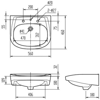 そで無大形洗面器(壁付式)L-176Uタイプ INAX(LIXIL)