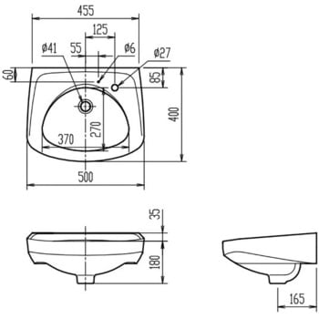 L-132AG/BW1 そで付小形洗面器(壁付式)L-132タイプ 1台 LIXIL(INAX