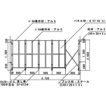 ゲート工業 パネルキャスターゲート ”Ｌゲート” 高さ１．５ｍｍ