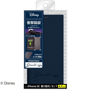 iPhone SE(第2世代)/8/7 ディズニー/手帳 マグネット/ドナルド レイ・アウト