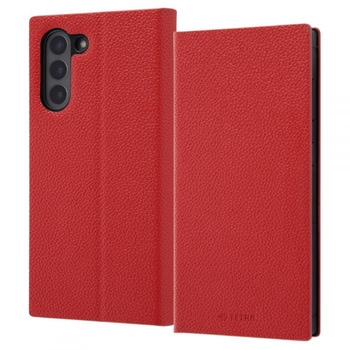 Galaxy S21 5G 耐衝撃 手帳 TETRA サイドマグネット/レッド レイ・アウト