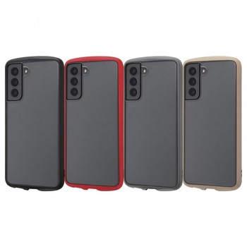 Galaxy S21 5G 耐衝撃ハイブリッド Puffull/クリア/レッド レイ・アウト