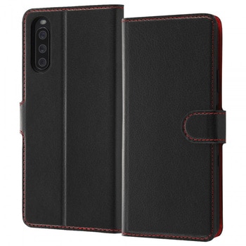 Xperia 10 III 耐衝撃 手帳 マグネット スリープ/ブラックレッド レイ・アウト
