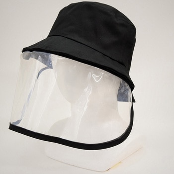 飛沫防止カバー付きハット ブラック ヤマショウ