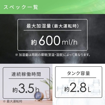 KSF-K283(W) スチーム式加湿器 容量2.8L 1台 YAMAZEN(山善) 【通販
