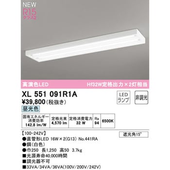 直付型ベースライト40形 下面開放型2灯用 非調光 オーデリック(ODELIC