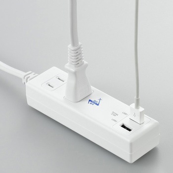 国内海外兼用2AC2USB2.4A 1m ヤザワコーポレーション
