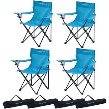 P-210(PB)×4 アウトドアチェア 軽量 折りたたみ ドリンクホルダー付き 耐荷重100kg YAMAZEN(山善) 71372957