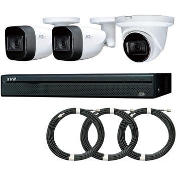 MTS-POCB2D1 200万画素POC防水バレット型カメラ2台ドーム型カメラ1台レコーダー(HDD2TB)同軸ケーブル20mセット マザーツール 71747640