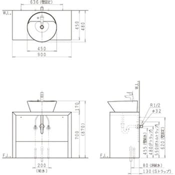 サークルラインテーブル 化粧台本体 シングルレバー水栓 Janis(ジャニス工業)