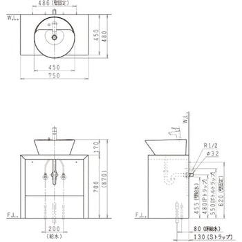 サークルラインテーブル 化粧台本体 シングルレバー水栓 Janis(ジャニス工業)