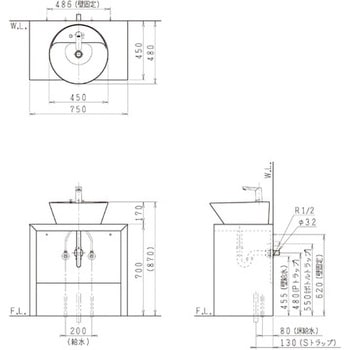 サークルラインテーブル 化粧台本体 自動水栓 Janis(ジャニス工業)