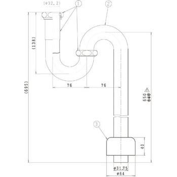 ラインテーブル化粧台用オプション Sトラップ Janis(ジャニス工業)