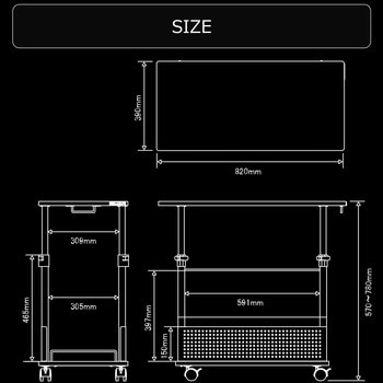 BHD-820H-BK 昇降式L字デスク バウヒュッテ 幅390mm奥行820mm高さ570
