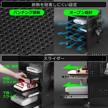 BHS-380G-BK ゲーム機収納ラック 1台 バウヒュッテ 【通販