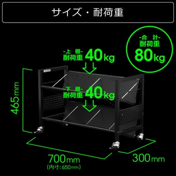 BHS-700U-BK デスク下ワゴン バウヒュッテ ブラック色 幅700mm奥行