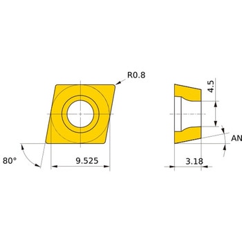 CPMH090308-MV MP7135 ステンレス鋼旋削加工用コーテッド超硬チップ MC/MP7100シリーズ 80°菱形ポジ MP7135 三菱 72130147
