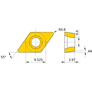 DCMT11T308-MV MC7125 ステンレス鋼旋削加工用コーテッド超硬チップ MC/MP7100シリーズ 55°菱形ポジ MC7125 三菱 72131757