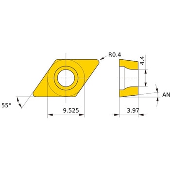 DCMT11T304-MV MC7125 ステンレス鋼旋削加工用コーテッド超硬チップ MC/MP7100シリーズ 55°菱形ポジ MC7125 三菱 72131775