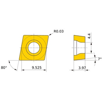 CCET09T3V3L-SS MS7025 旋削用インサート 80°菱形ポジ MS7025 三菱 72137190