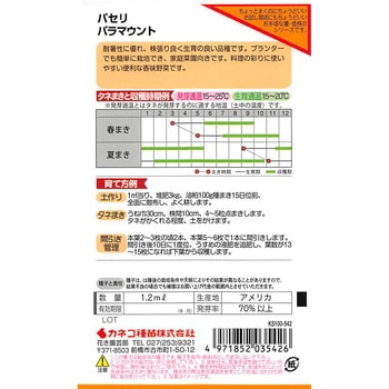 【タネ】パセリ パラマウント カネコ種苗