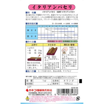 【タネ】イタリアンパセリ カネコ種苗