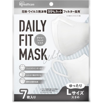 RK-D7LW DAILY FIT MASK 立体 ゆったり大きめ 7枚入 1袋(7枚) アイリス