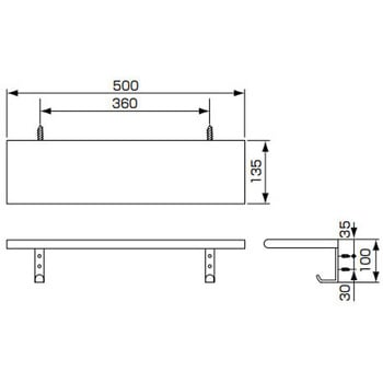 小物用壁掛け棚(フック付) - エスコ