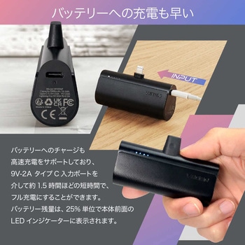 VEGER【ミニパワーバンク】Lightningコネクターコードレス  5000mAh PD20W出力 VEGER(ベガー)