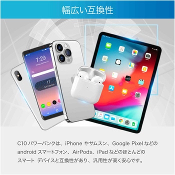 VEGER【パワーバンク】10000mAh USB-A、Micro B、Type-C、ライトニングケーブル内蔵 VEGER(ベガー)