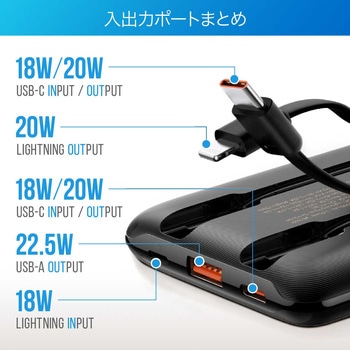 VEGER【パワーバンク】10000mAh TYPE-C、Lightningケーブル内蔵 VEGER(ベガー)