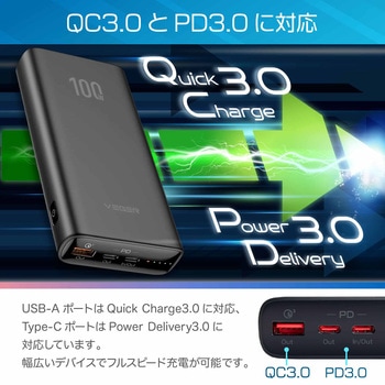 ノートPC充電対応モバイルバッテリー20000mAh 100W出力 VEGER(ベガー)
