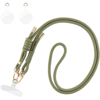 スマートフォン(汎用) ショルダーストラップ 「SHOULTY MULTI STRAP」Wフックベーシックタイプ オリーブ 長さ調整 首掛け 肩掛け LEPLUS NEXT