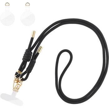 スマートフォン(汎用) ショルダーストラップ 「SHOULTY MULTI STRAP」Wフックベーシックタイプ ブラック 長さ調整 首掛け 肩掛け LEPLUS NEXT