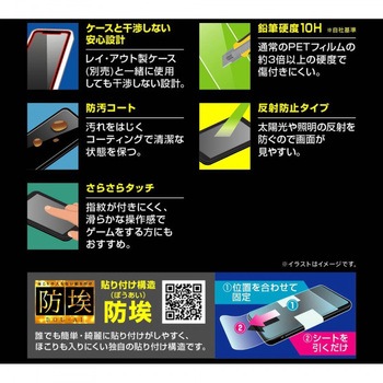 iPhone 13 / 13 Pro ガラス 防埃 10H反射防止 レイ・アウト